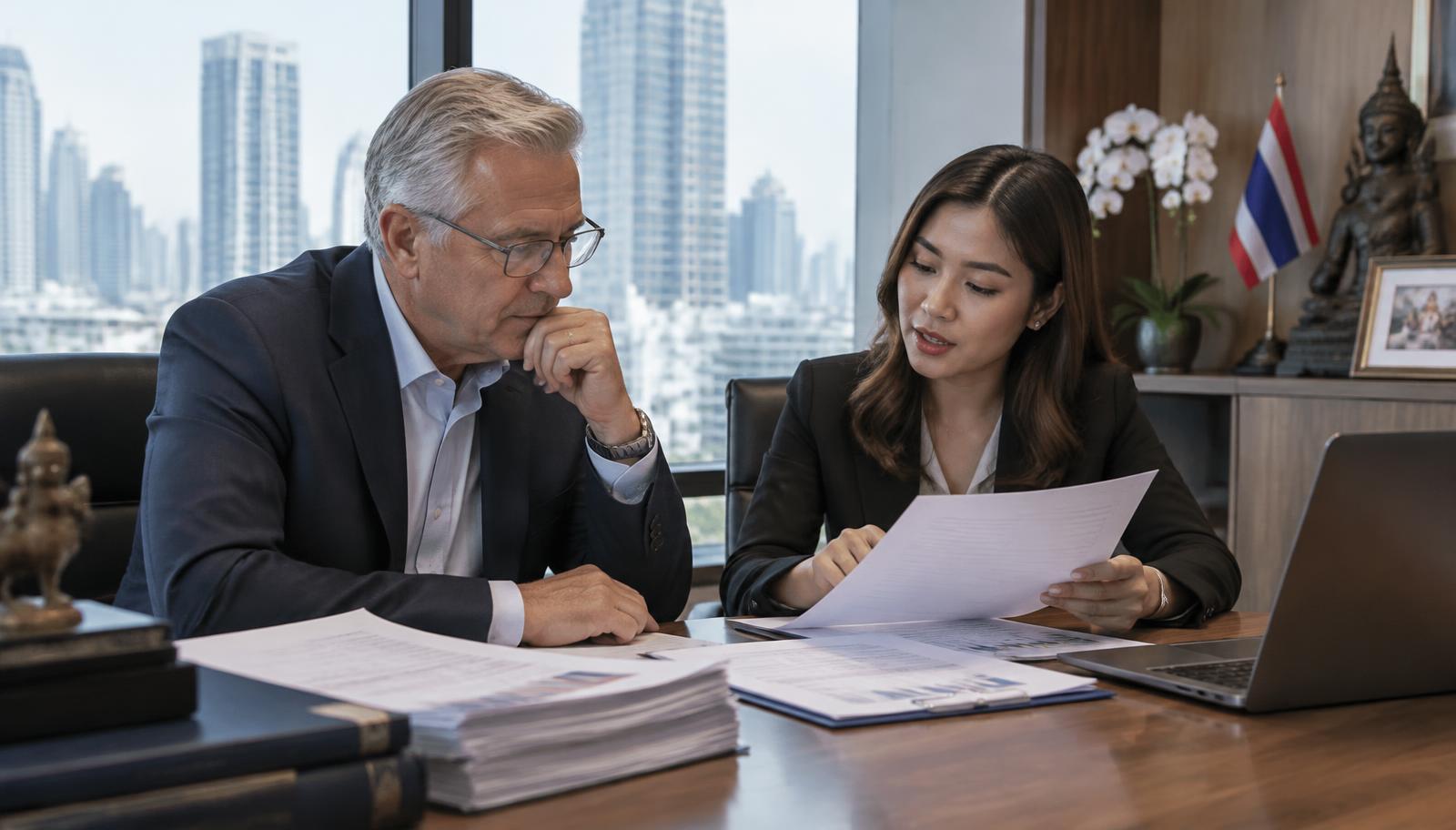 ทนายความตรวจเอกสารการเงินสำหรับวีซ่าผู้พำนักระยะยาว (LTR) กับผู้บริหารชาวต่างชาติ