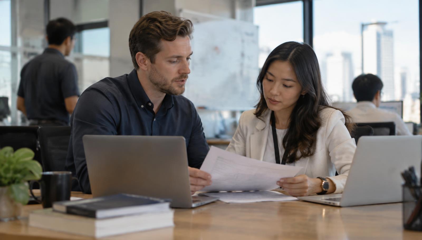 ผู้เชี่ยวชาญด้านเทคโนโลยีชาวต่างชาติตรวจเอกสารวีซ่า SMART กับฝ่ายบุคคล